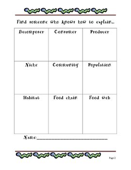 Ecosystem Vocabulary Worksheet Pdf