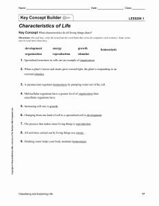 50 Characteristics Of Life Worksheet Answers Chessmuseum Template Library
