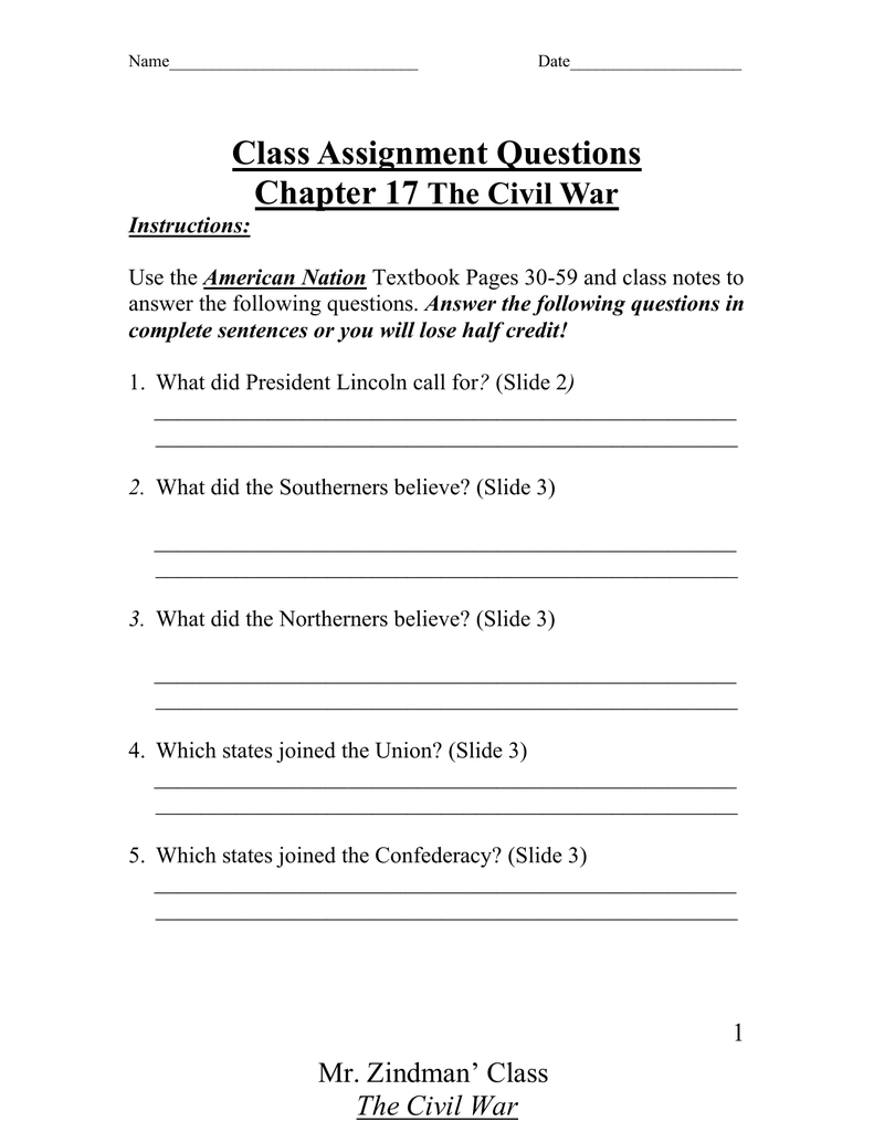The Road To The Civil War Worksheet Answers —