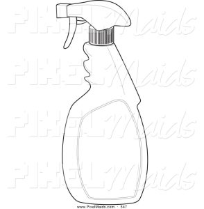 Clipart of a Black and White Spray Bottle Outline Design by patrimonio