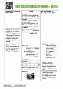 The Cuban Missile Crisis of 1962 Lower Ability GCSE Worksheet