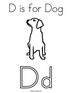 D is for Dog Coloring Page Twisty Noodle