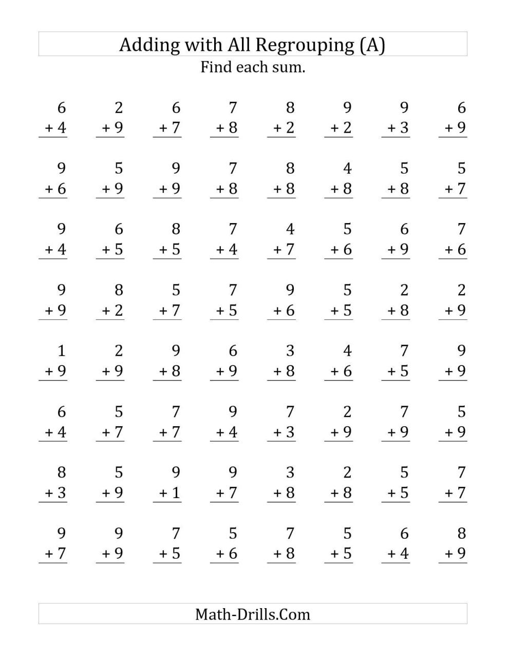 Printable 2nd Grade Math Drills Addition