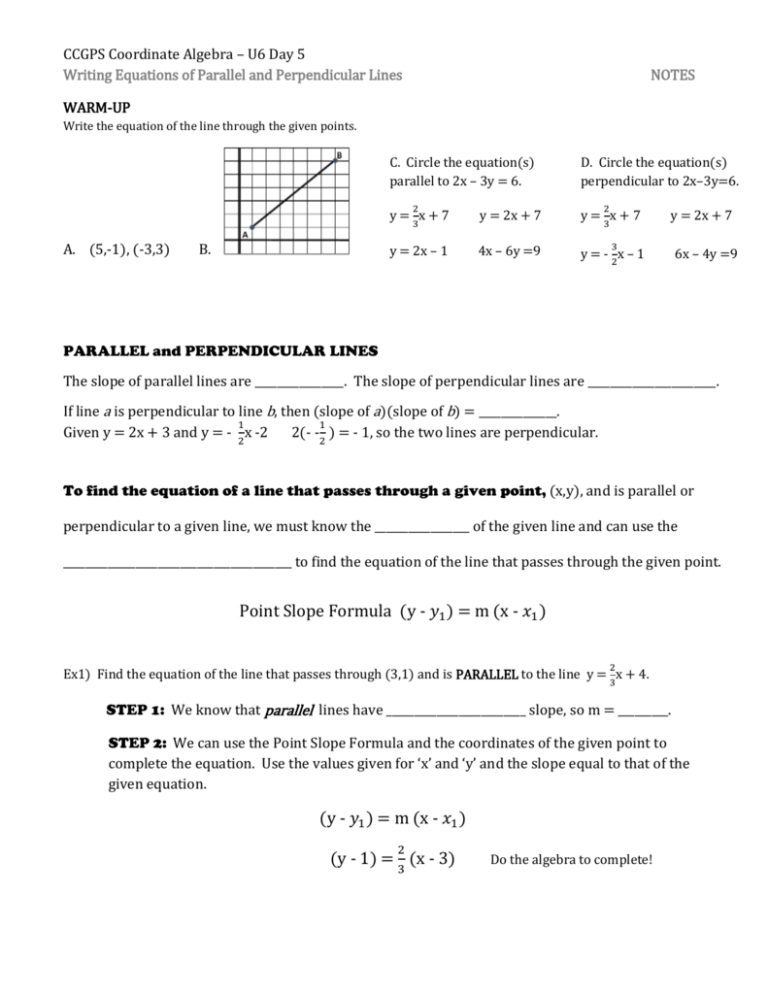 Equations Parallel And Perpendicular Lines Worksheet Answers