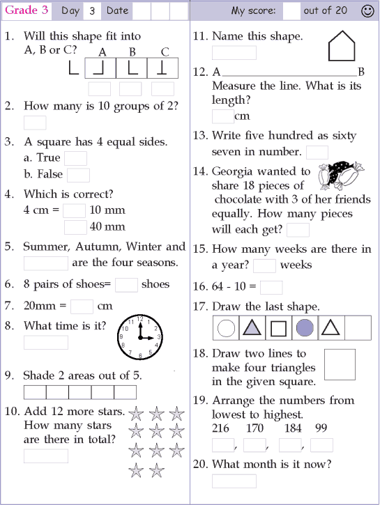 Mental Math Subtraction Worksheets Grade 3