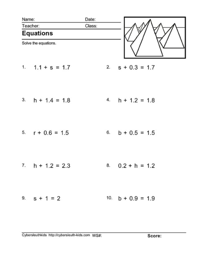 Writing Equations From Tables Worksheet 6Th Grade Pdf