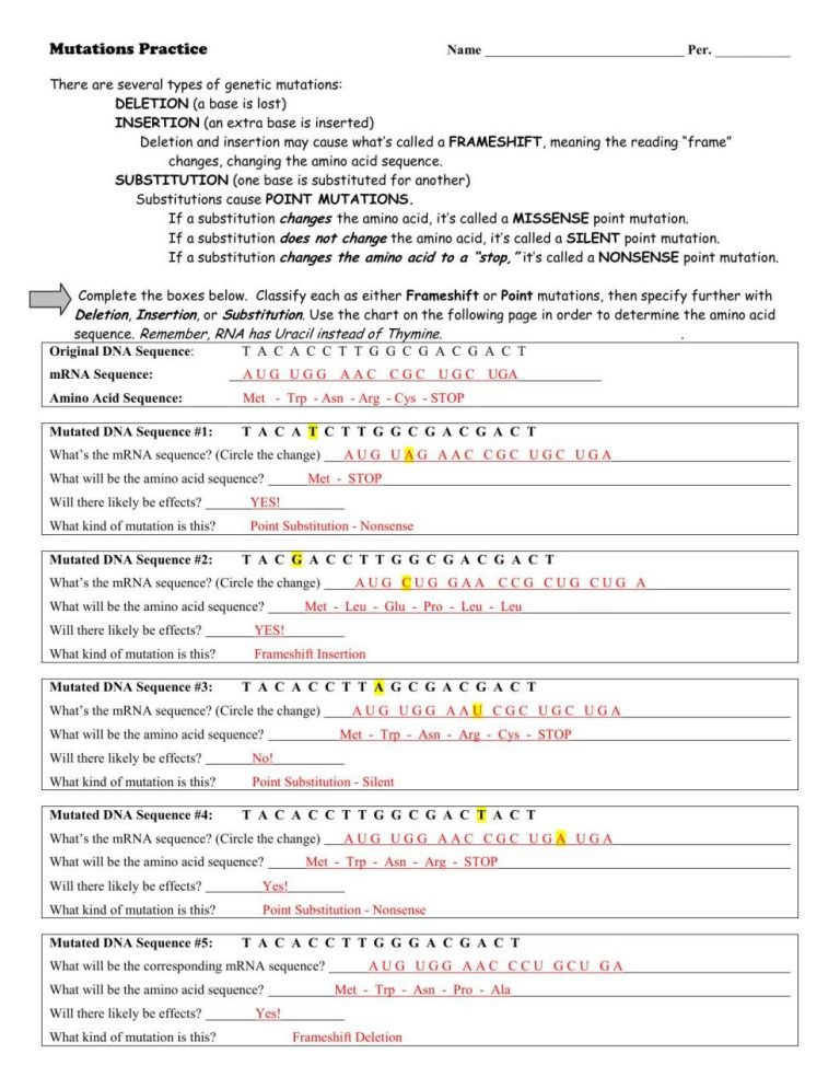 Investigation Dna Proteins And Sickle Cell Worksheet Answer Key