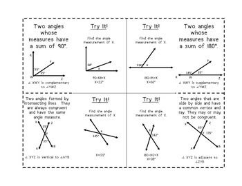 Supplementary Complementary Vertical And Adjacent Angles Worksheet Answers