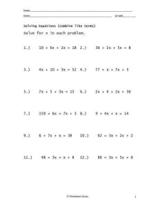 Solving Multi Step Equations With Variables On Both Sides Pdf