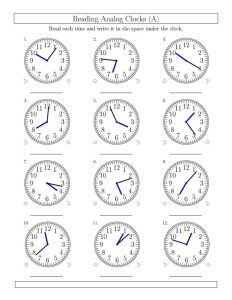 Reading Time Analog Clock Worksheets Printable Shelter Clock
