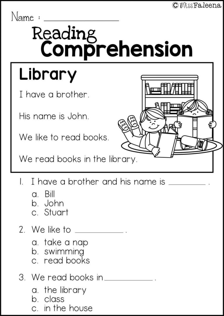K-1 Reading Comprehension Worksheets