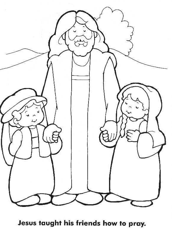 Jesus With Children Coloring Page