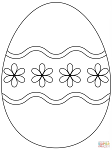 Easter Egg with Simple Flower Pattern coloring page Free Printable