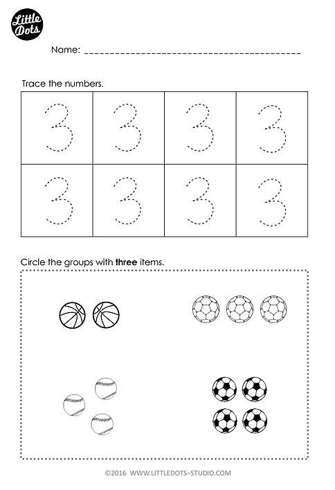 Preschool Number 3 Worksheets For Kindergarten