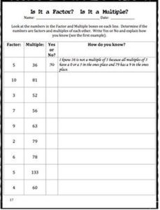 Free Factors And Multiples Worksheets For Grade 4 Factors and