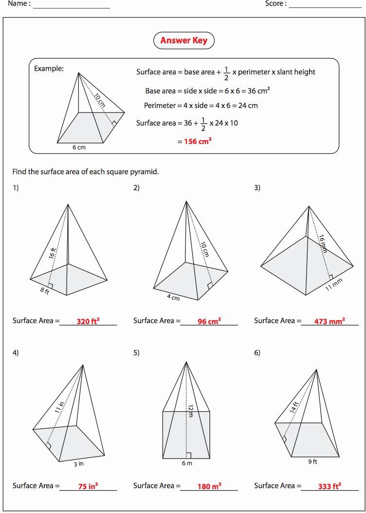 Volume Of Prisms Pyramids Cylinders And Cones Worksheet Answer Key