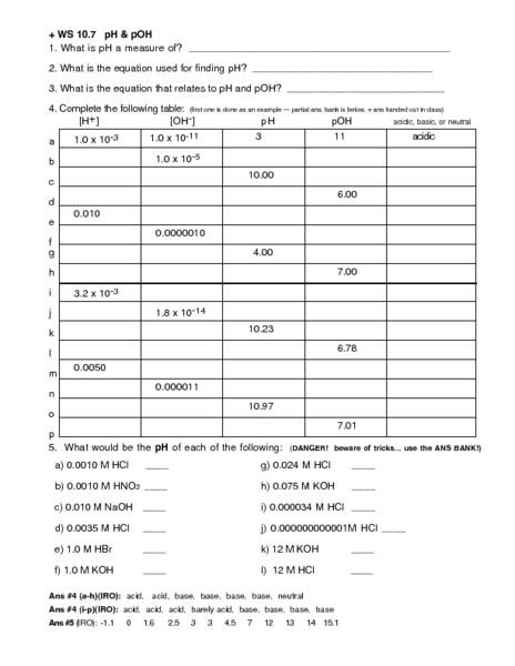 Ph Practice Worksheet Answers