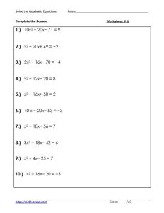 Solving Quadratic Equations Square Root Law Kuta Tessshebaylo