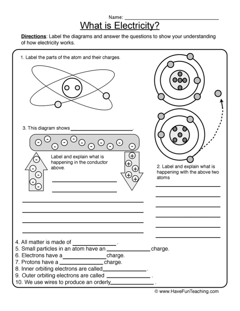 Electric Charge And Static Electricity Worksheet Answer Key