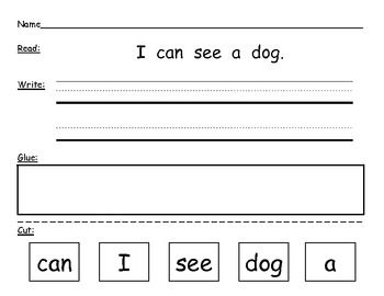 Sight Word Kindergarten Writing Sentences Worksheets