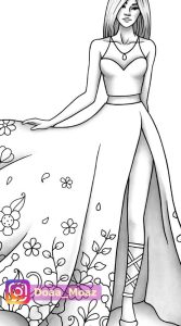 Zentangle Girl Dress Girl Zentangle Dress design drawing, Fashion
