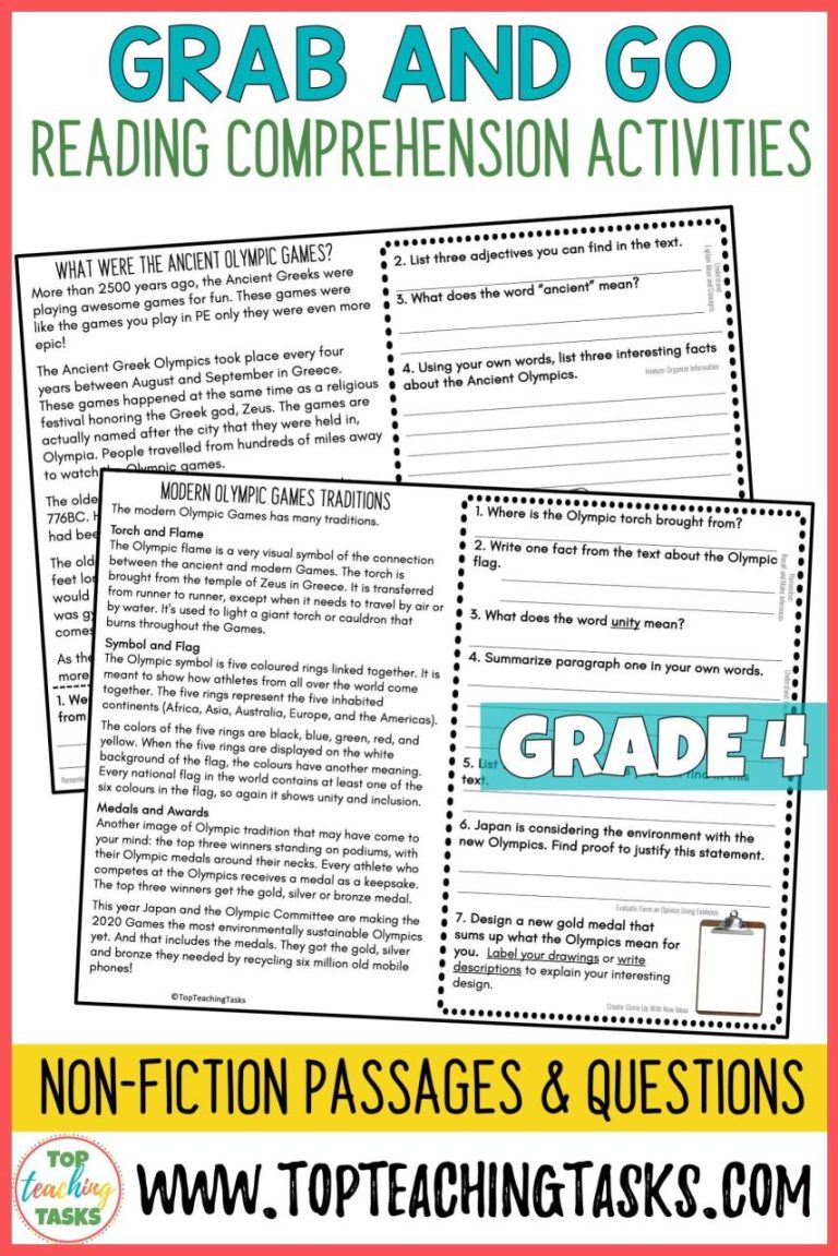 Olympics Reading Comprehension Worksheets Pdf