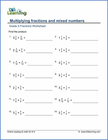 Multiplying And Dividing Fractions And Mixed Numbers Worksheet
