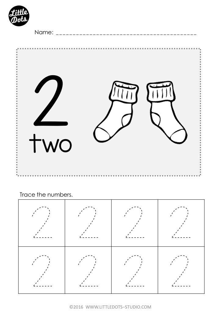 Tracing Number 2 Worksheets For Kindergarten