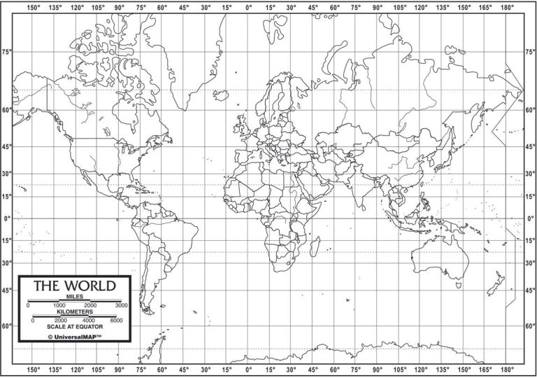Blank World Map Worksheet With Latitude And Longitude