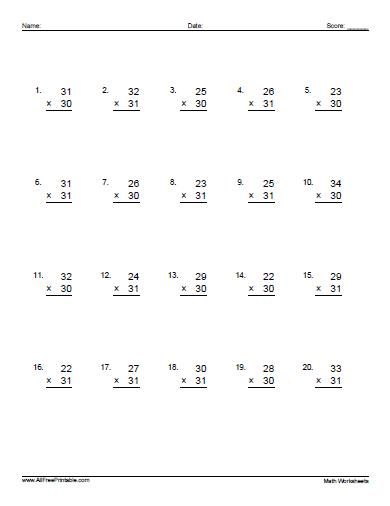 Multiplication Worksheets 2 By 1 Digit