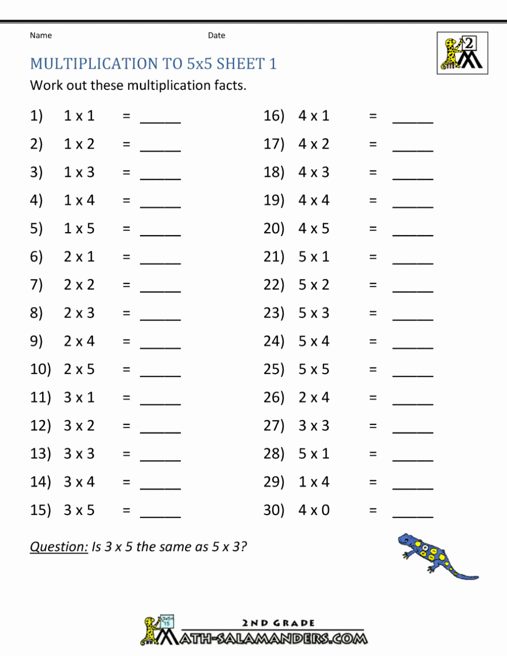 3X2 Multiplication Worksheets