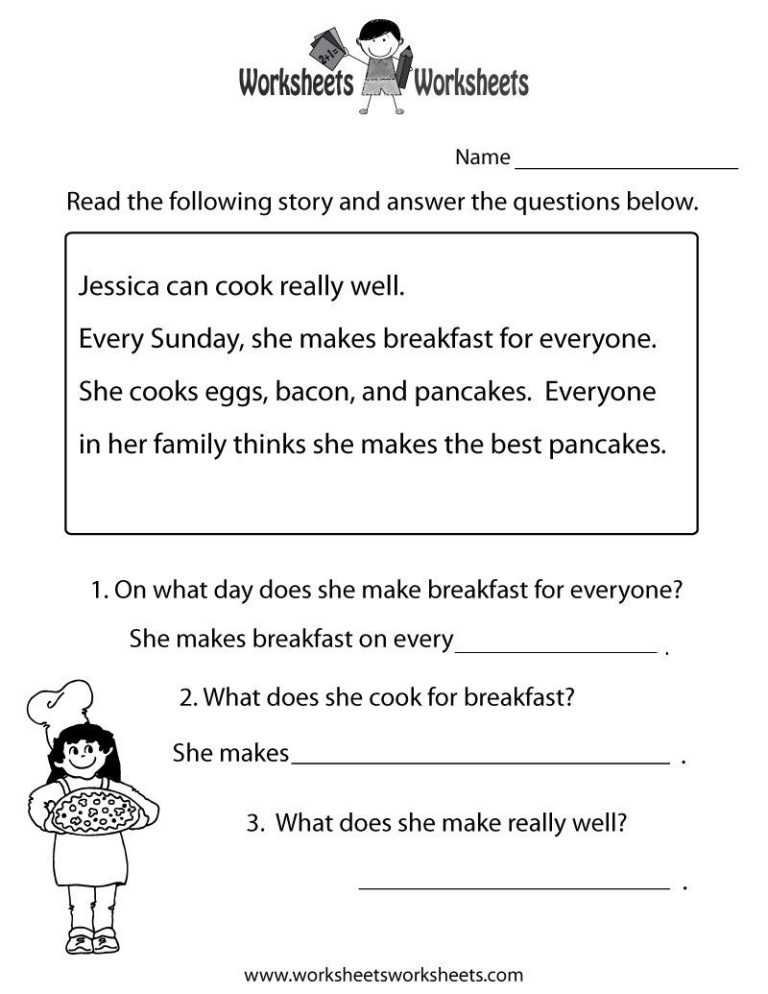 Reading Comprehension Worksheets For Autistic Students