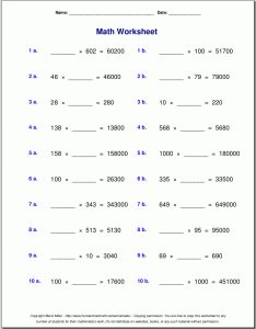 Printable Grade 5 Multiplication Worksheets