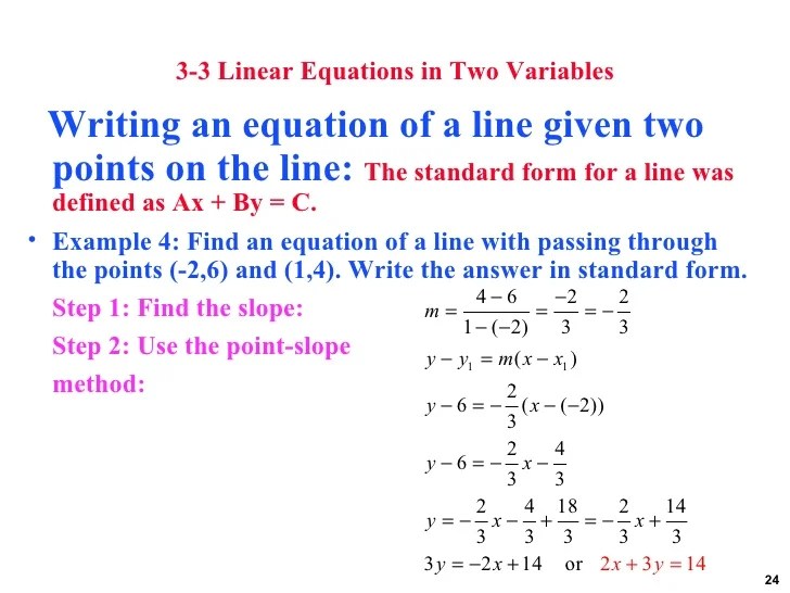 how to write an equation given two points