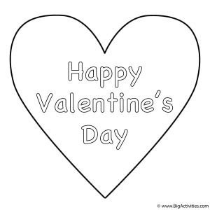 Simple Heart (Happy Valentine's Day) Coloring Page (Valentine's Day)