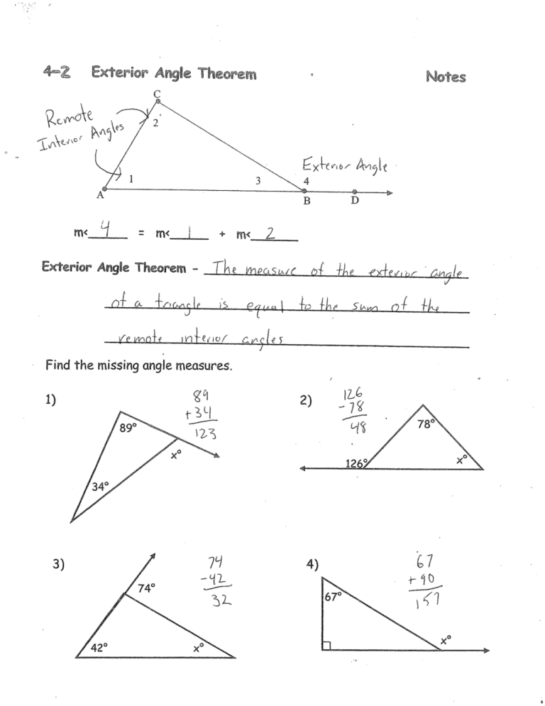Missing Angles In Triangles Worksheet Answer Key