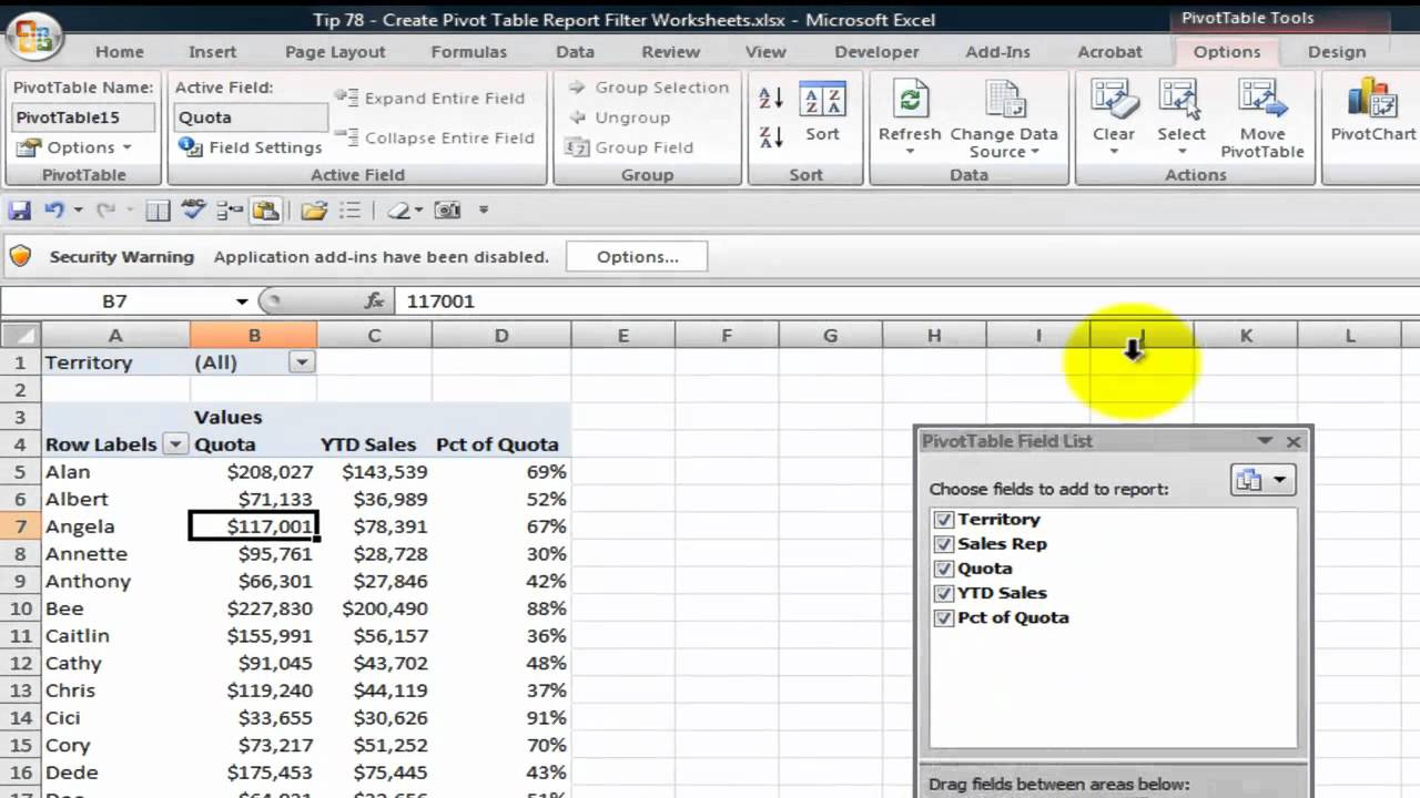 Pivot Table From Multiple Worksheets