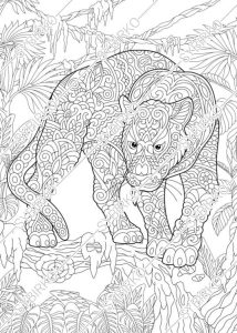Coloring pages. Black Panther. Puma. Animal coloring book for Etsy