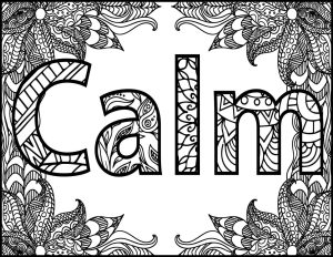 Positive Word Coloring Page Calm Positive Adult Coloring Etsy