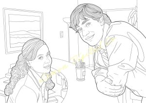 The Office Jim And Pam Printable Adult Coloring Page Etsy