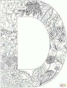 Letter D with Plants coloring page Free Printable Coloring Pages