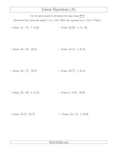 Writing a Linear Equation from Two Points (A)
