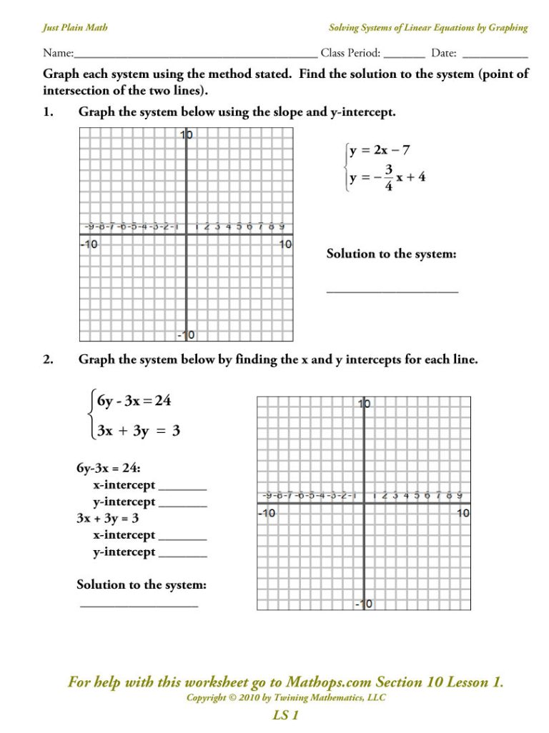 Solving Systems Of Equations All Methods Worksheet