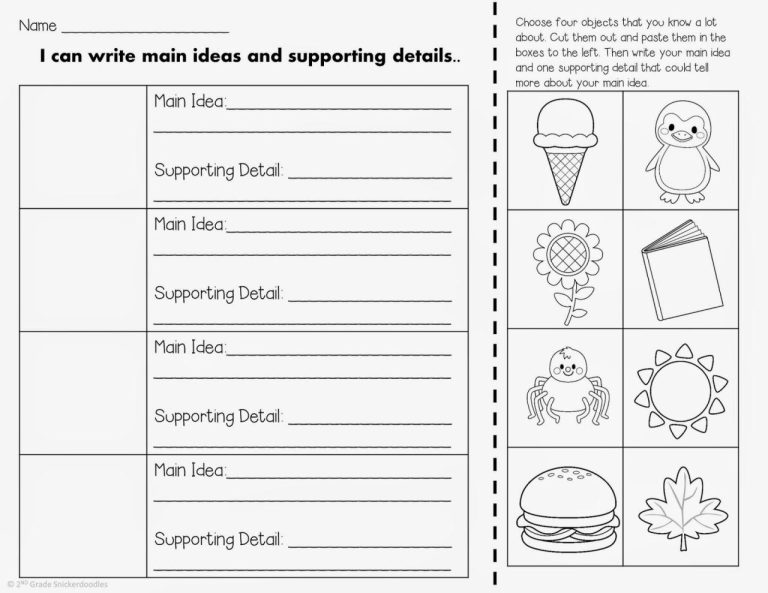 Reading Main Idea And Details Worksheets