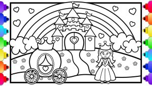 Princess Castle Coloring Page 💜🏰💜Learn to Draw a Princess, Castle