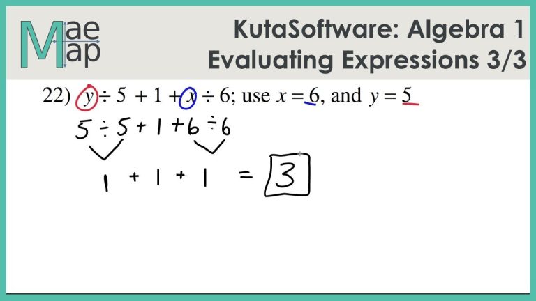 Kuta Software – Infinite Algebra 1 Evaluating Expressions Answers