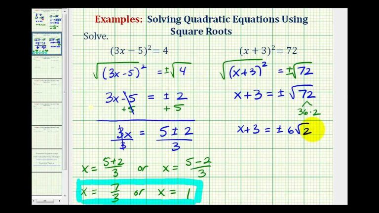 Solving Quadratic Equations By Taking Square Roots Worksheet Answers