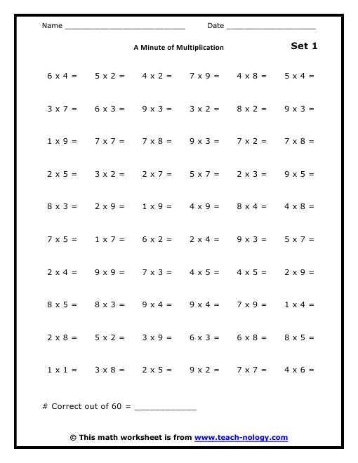 Multiplication Worksheets Mixed