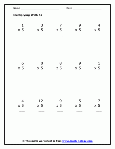 Multiplication by Fives Worksheet