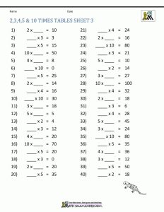 Printable Multiplication Exercises For Grade 3 Printable